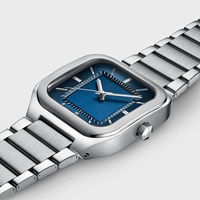 Montre pour homme en acier inoxydable, mouvement japonais, verre saphir, cadran personnalisé, étiquette privée, montre carrée classique unique pour homme, luxe