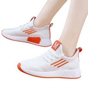 2026 New Style Women's Casual <b>Shoes</b> Korean Style Fashion All-Match White Breathable Mesh Upper Striped Lightweight - Product Image 1