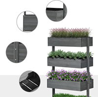 Jardinière verticale à 4 niveaux en bois de sapin, jardinière surélevée pour fleurs, herbes et légumes, potager surélevé pour jardin, patio et balcon