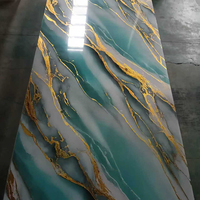 Panneau mural en pierre naturelle, design personnalisé, couleur artistique, panneau en PVC de luxe, or brillant, brillant, marbré