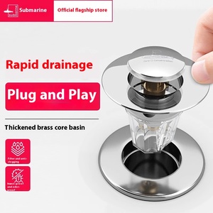 Modern General Drain Press Type Submarine Basin Toilet Wash Basin with Leaking <strong>Plug</strong> for Bathroom and <strong>Kitchen</strong> - Product Image 3