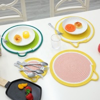Set de table et sous-verre faits main en tissu 100% coton, style nordique, écologique, durable, motif fruits (Pamplemousse), antidérapant