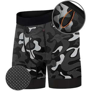 CELINNE Front Fly Men's Underwear Long Leg Breathable Sweat Wicking Mesh Comfort Waist Sport Gym <b>Boxer</b> Briefs - Product Image 4