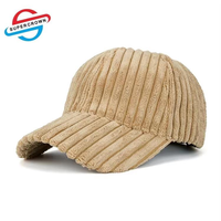 Casquette de baseball unisexe en velours côtelé vierge, 6 panneaux, visière incurvée, personnalisable avec logo, pour hommes et femmes