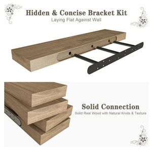 Mensole Galleggianti da <span class=keywords><strong>Parete</strong></span> 3 Pezzi in Legno Antico Convertibile, Scaffale in Legno Massello per Soggiorno, Ingresso, Supermercato - Product Image 4