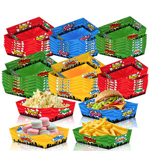 Huancai 24 PCS Hero Party Favor Jetable Papier Alimentaire Plateau De Service Snack Plateaux Papier Alimentaire Bateaux pour Enfants Fête D'anniversaire Fournitures - Product Image 5
