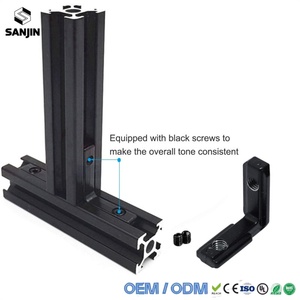 Connecteur d'angle intérieur en L <span class=keywords><strong>noir</strong></span> 2020 avec vis pour profilés en aluminium EU 1515 2020 3030 4040 - Product Image 4