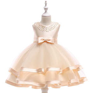 <span class=keywords><strong>Robe</strong></span> <span class=keywords><strong>de</strong></span> princesse sans manches pour filles, avec perles et nœud en tulle, pour mariage, anniversaire, concours <span class=keywords><strong>de</strong></span> beauté, taille 110-150 - Product Image 2