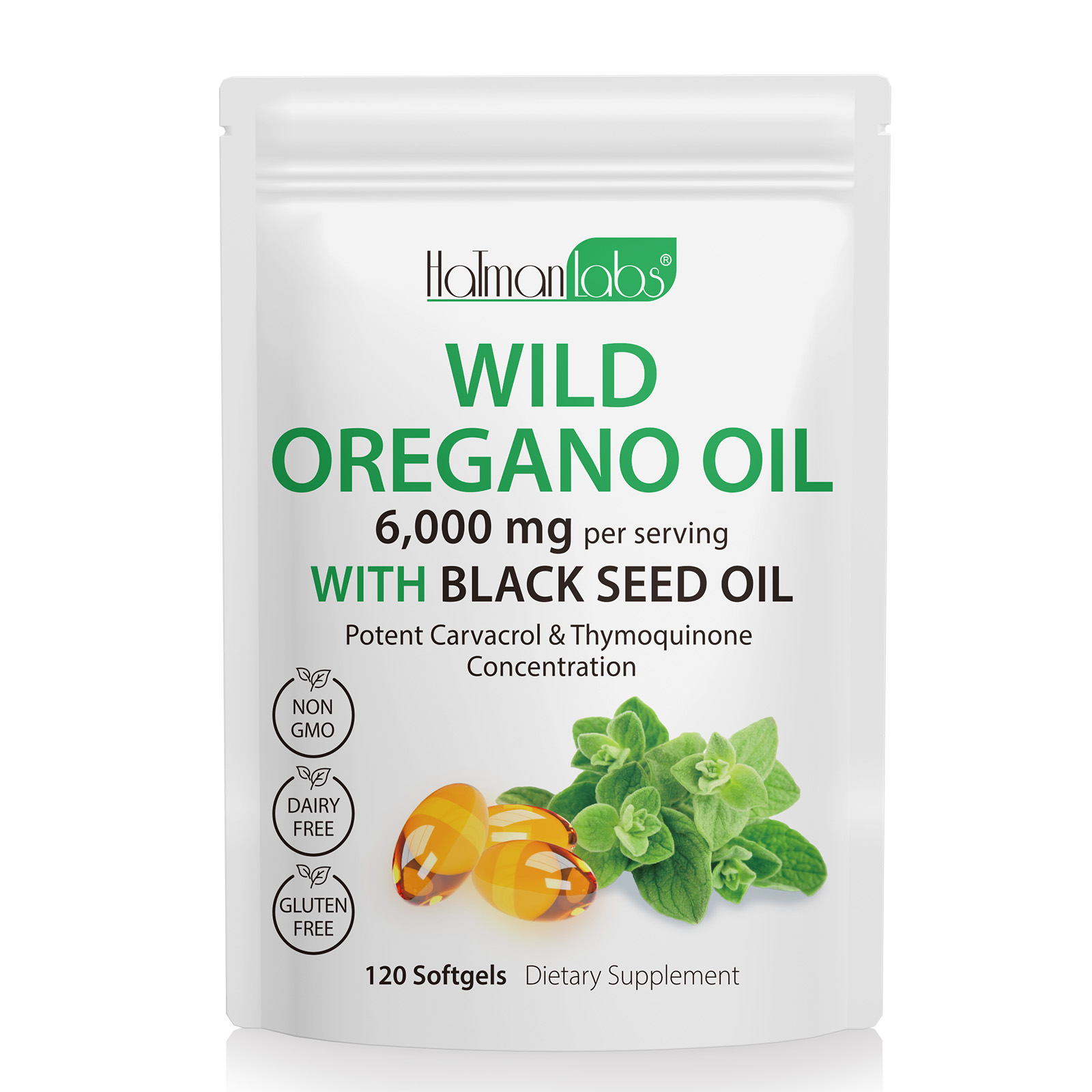 Hatmanlabs Non Gmo, безглютеновое органическое масло черного косточки, дикое Масло Орегано, софтгели