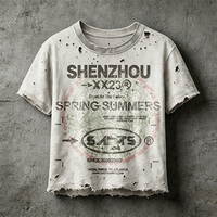 T-shirts d'été épais coupe ample pour hommes, style streetwear, avec impression graphique personnalisée, effet vintage délavé et vieilli, pour fabricants
