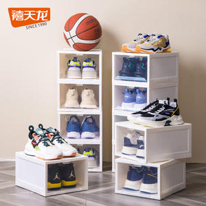 กล่องรองเท้าพลาสติกใสแบบซ้อนได้พร้อมฝาปิด กล่องเก็บรองเท้าแบบเรียบง่ายสำหรับจัดเก็บรองเท้าผ้าใบ ตู้เก็บรองเท้า อุปกรณ์จัดระเบียบ - Product Image 3