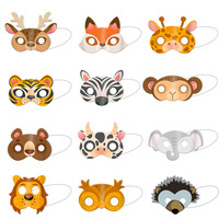 New Half Face Cartoon Animal Mask Coated Paper Birthday Party Decorations and Photo Props for Children