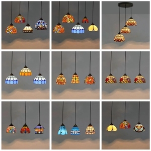Lampes suspendues rétros colorées en verre teinté, lampe suspendue Vintage pour salon cuisine maison E27 - Product Image 2