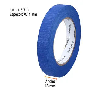 Cinta de enmascarar azul BOX 6 de 3/4' x 50 m para pintor, TRUPER - Product Image 2