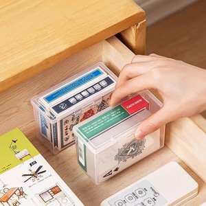 Mini boîte de rangement transparente pour cartes à jouer, cartes d'identité, cartes de visite, organisateur de bureau rectangulaire, 35g, couleur unie, couvert - Product Image 3