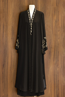 Ensemble Abaya Modeste de Luxe 2 Pièces Dubaï 2026 – Robe de Soirée Élégante pour Mariage Musulman Femme, Col en V, Longueur Ras du Sol, Ramadan Aïd