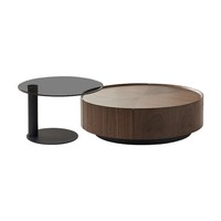Moderner minimalisti scher Stil High-End Walnussholz Lagerung Runde Couch tisch Set Massivholz Couch tisch