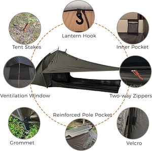 OEM Ultralight 1-2 Person Tent With Rainfly Poles Easy Setup <b>for</b> 3 Season Camping Hiking & Waterproof Constructed With a - Product Image 5