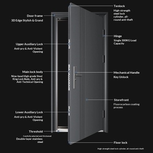 Puerta Metálica Antirrobo <span class=keywords><strong>de</strong></span> Acero Grado Dongma Tianfu, Moderna <span class=keywords><strong>y</strong></span> Sencilla, para Entrada Principal, <span class=keywords><strong>de</strong></span> Apertura Simple, para Hogar - Product Image 5