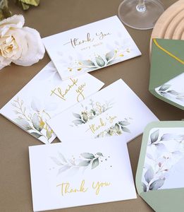 Sang Trọng 100 Gói Vàng 5x3.5 "Cảm Ơn Bạn Thẻ Sage Màu Xanh Lá Cây Phong Bì Bền Holographic Cô Dâu Bao Bì Nhãn Cho Đám Cưới - Product Image 4