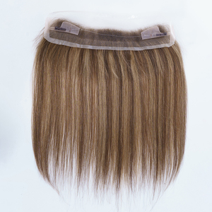 Ready to Ship Balayage Brown Natural Preplucked Swiss Lace Hairline Human Hair Piece 1.5x12'' Swiss HD Lace for Thinning Hair - Product Image 3