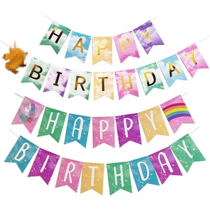 Banderín con letras <span class=keywords><strong>de</strong></span> feliz cumpleaños para bebé, guirnalda con gradiente <span class=keywords><strong>de</strong></span> tema <span class=keywords><strong>de</strong></span> <span class=keywords><strong>unicornio</strong></span>, arcoíris, decoración para fiesta <span class=keywords><strong>de</strong></span> un segundo cumpleaños, 1/2 - Product Image 1