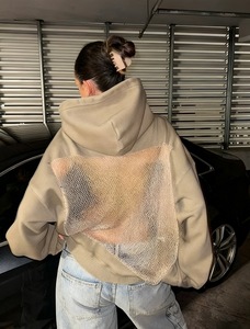 King Mcgreen Star Streetwear <span class=keywords><strong>maille</strong></span> à <span class=keywords><strong>capuche</strong></span> femmes mode solide voir à travers dos nu pull à <span class=keywords><strong>capuche</strong></span> sweat High Street nouveau - Product Image 2