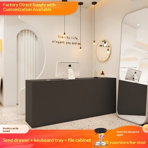 Mostrador Comercial de Madera Personalizado para Celebridades de Internet - Diseño Moderno Minimalista para Oficina, <span class=keywords><strong>Restaurante</strong></span>, Tienda, Recepción - Product Image 2