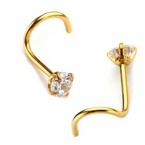Prong set zircão aço cirúrgico Twist Parafuso nariz anéis Nariz Studs