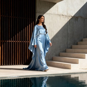 Robe Abaya Élégante en Polyester Perlé de Luxe Personnalisée pour Femmes Musulmanes Vente en Gros Occasion du Soir - Product Image 1