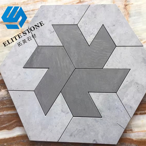 Cổ điển hình lục giác hình dễ dàng cài đặt lưới được hỗ trợ tự nhiên màu đen và màu xám đá cẩm thạch tường Gạch <span class=keywords><strong>Mosaic</strong></span> - Product Image 3