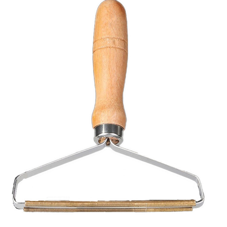 Бритва для удаления катышков с деревянной ручкой, многоразовая двусторонняя для удаления катышков со свитера, одежды