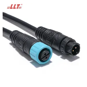 LLT M12 Push Locking 10A Male Female Cable Molded 2 Pin Waterproof Connectors