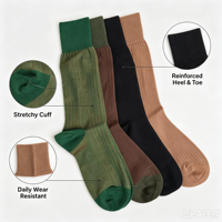 Chaussettes mi-mollet côtelées verticales pour hommes, en mélange de coton respirant, pour tenue décontractée ou habillée, personnalisables OEM