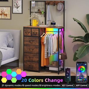 Entrada sala de estar dormitorio rústico marrón zapato almacenamiento tocador estante colgante 6 cajones <span class=keywords><strong>pequeño</strong></span> armario salón árbol <span class=keywords><strong>perchero</strong></span> - Product Image 5