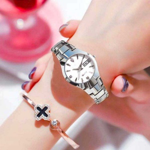 Reloj de cuarzo elegante para mujer, reloj de pulsera de acero inoxidable en oro rosa, reloj informal de negocios para mujer con fecha - Product Image 5