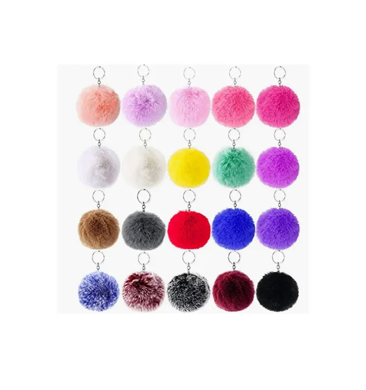 8CM Faux Fur Ball Pom Pom Keychain Pompom Fluffy Ball Keychain Key Ring For Handbag Purse DIY Accessories