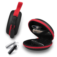 Étui rigide rond portable en EVA avec poche intérieure en filet, fermeture éclair, étanche, pour écouteurs, petit boîtier de rangement de voyage