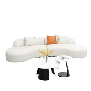 Modern Crescent Design Sectional Sofa Custom High Quality Microfiber Fabric Vegan Genuine Leather 1 2 3 4 5 Seater Modular Sofa