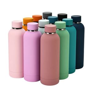 350ml/500ml/750ml/1000ml Custom Promotion logo Soft Touch Finish Insulated Double Wall Stainless <b>Steel</b> Water <b>Bottle</b> with Silicon - Product Image 4