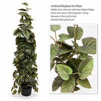 Plante artificielle Caladium gris-violet de 60 cm, 90 cm, 120 cm, fausse, écologique, luxueuse, à feuillage ton sur ton, pour salon, bureau, villa