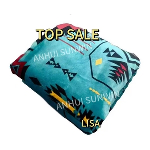 Manta de lana <span class=keywords><strong>azteca</strong></span> gris tamaño King del sudoeste más vendida, manta de franela geométrica mexicana de tacto suave para ventas al por mayor - Product Image 5