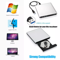 Unidad Óptica Externa Delgada, Grabadora de Blu-Ray, Reproductor de DVD/CD USB 3.0, Lector/Escritor de Blu-Ray 3D para Computadora de Escritorio/Portátil, Bandeja de Caché de 2 MB