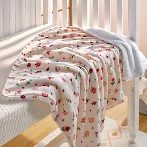 Franela Sherpa bebé manta Reversible suave Micro polar niño cama Manta con estampado de flores para niños Floral - Product Image 3