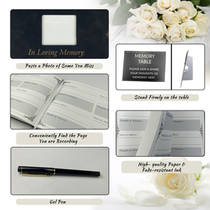 Libro dei conoscenti commemorativo con copertina rigida <span class=keywords><strong>in</strong></span> pelle goffrata oro, per <span class=keywords><strong>firme</strong></span> e ricordi, per servizi funebri con foto - Product Image 6