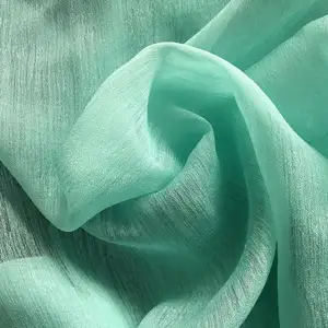 中国工厂穆斯林围巾面料薄纱灰色透明100% 涤纶机织面料染色平纹