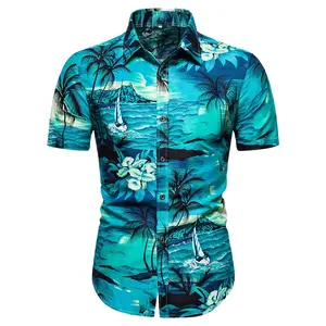 Erkekler için 2023 Hawaiian gömlek ucuz Tee gömlek baskı özelleştirilmiş düşük Minimum sipariş plaj gömlek