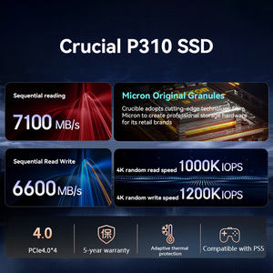 Ahorro de energía Eficiente Crucial P310 2280 1TB SSD interno para escritorio Nuevo Uso de bajo consumo PCIe Gen4 - Product Image 4