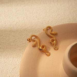 Boucles d'oreilles simples en acier inoxydable 304 plaqué or 18 carats de haute qualité, électroplaquées sous vide, pour femmes, tendance - Product Image 4