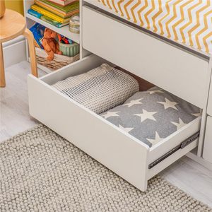 Cama individual <span class=keywords><strong>de</strong></span> <span class=keywords><strong>madera</strong></span> con 4 cajones <span class=keywords><strong>de</strong></span> almacenamiento, 2 estantes, cama elevada para niños - Product Image 5
